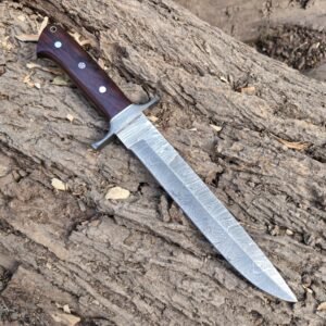Handmade Damascus Hunting Bowie Knife with Sheath